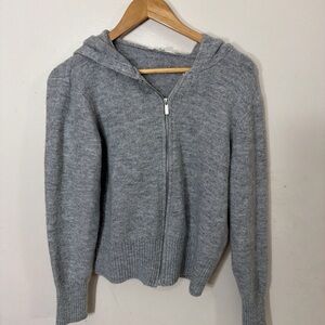 Workshop Republic Clothing Gray Hooded Cardigan